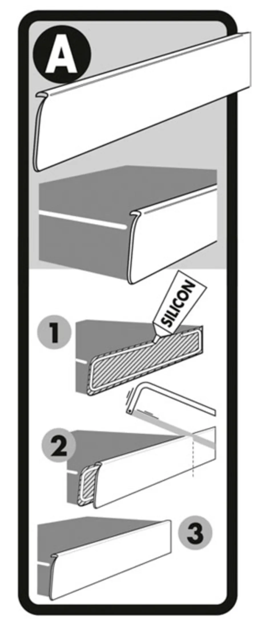 Avslutningslist aluminium 28 mm x 63 cm