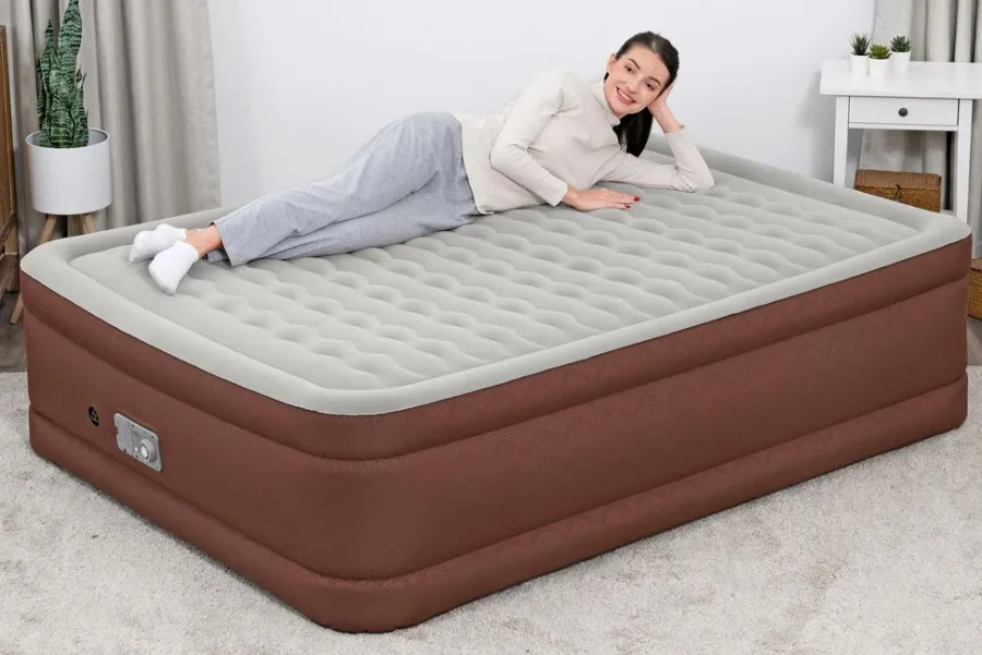 Clearance Bestway AlwayzAire Fortech luftmadrass 203 x 152 cm Brun med mønster