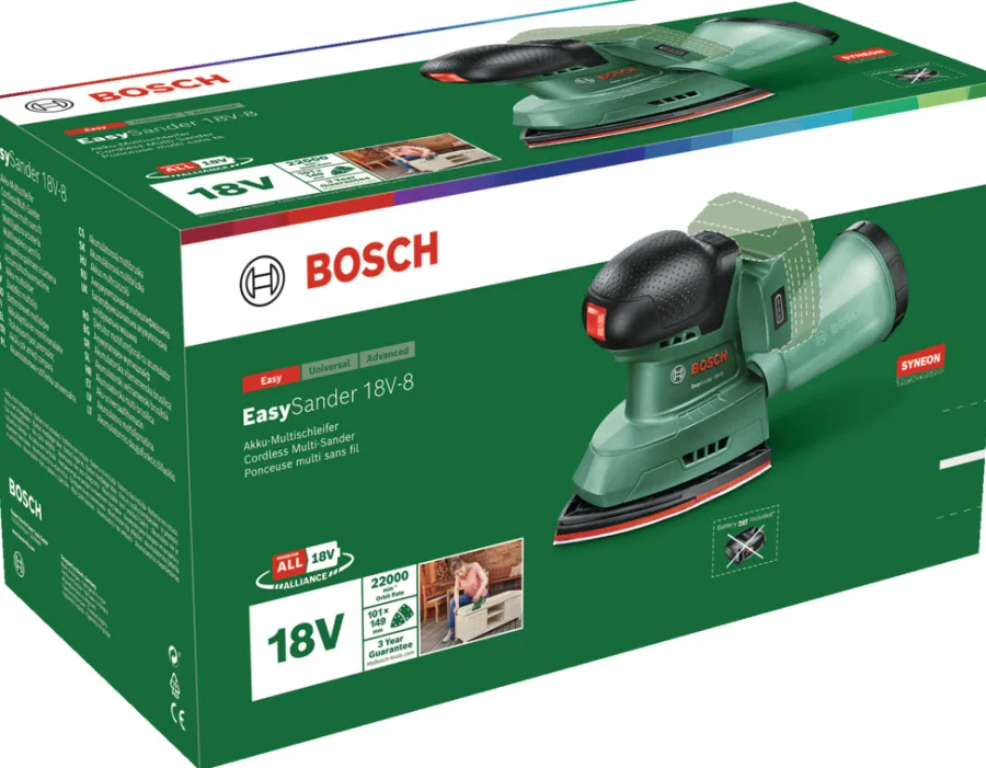 Clearance Bosch EasySander 18V-8 batteridrevet multisliper
