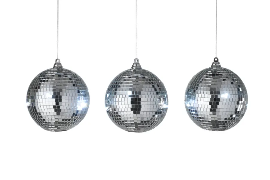 Online Stemning Discokule 3 x 6 LED hvitt lys Ø10 cm 3-pk.