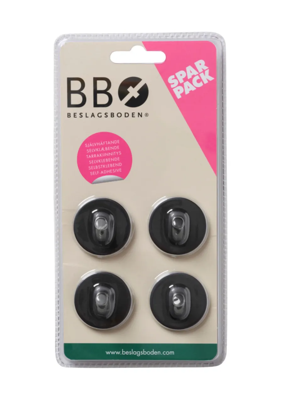 Hot Beslagsboden Enkel krok Ø30 mm 4-pk. - matt svart