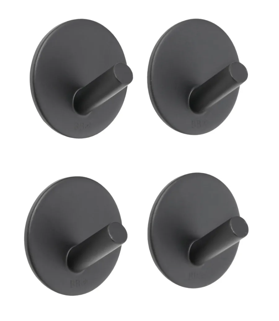 Hot Beslagsboden Enkel krok Ø30 mm 4-pk. - matt svart