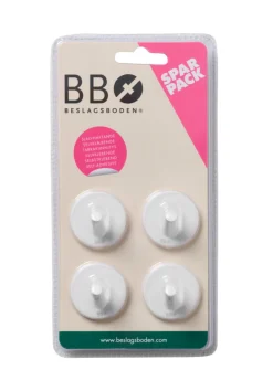 Outlet Beslagsboden Enkel krok selvklebende Ø30 mm 4-pk. - hvit