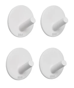 Outlet Beslagsboden Enkel krok selvklebende Ø30 mm 4-pk. - hvit