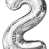 Discount Folieballong nummer 2 H60 cm sølv