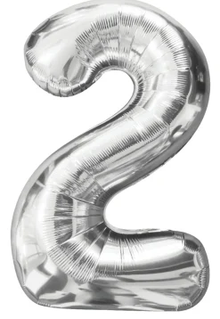 Discount Folieballong nummer 2 H60 cm sølv