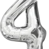 Discount Folieballong nummer 4 H60 cm sølv