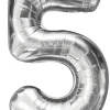 Outlet Folieballong nummer 5 H60 cm sølv