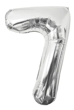 New Folieballong nummer 7 H60 cm sølv