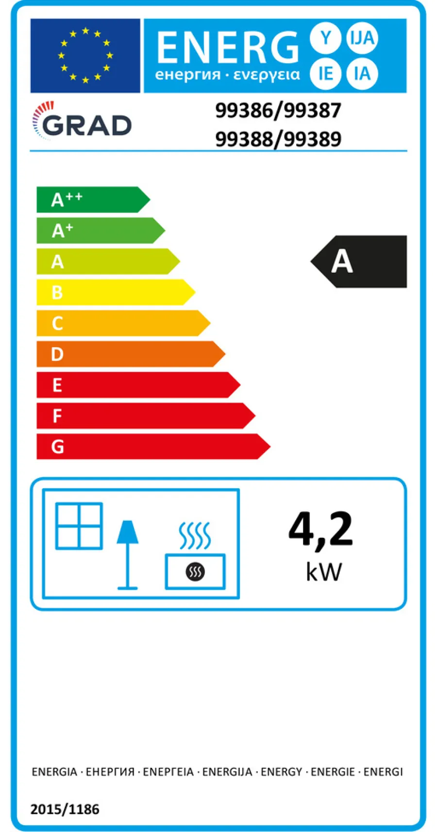 Discount Grad Gassovn 4,2 kW - Koksgrå med kromrist