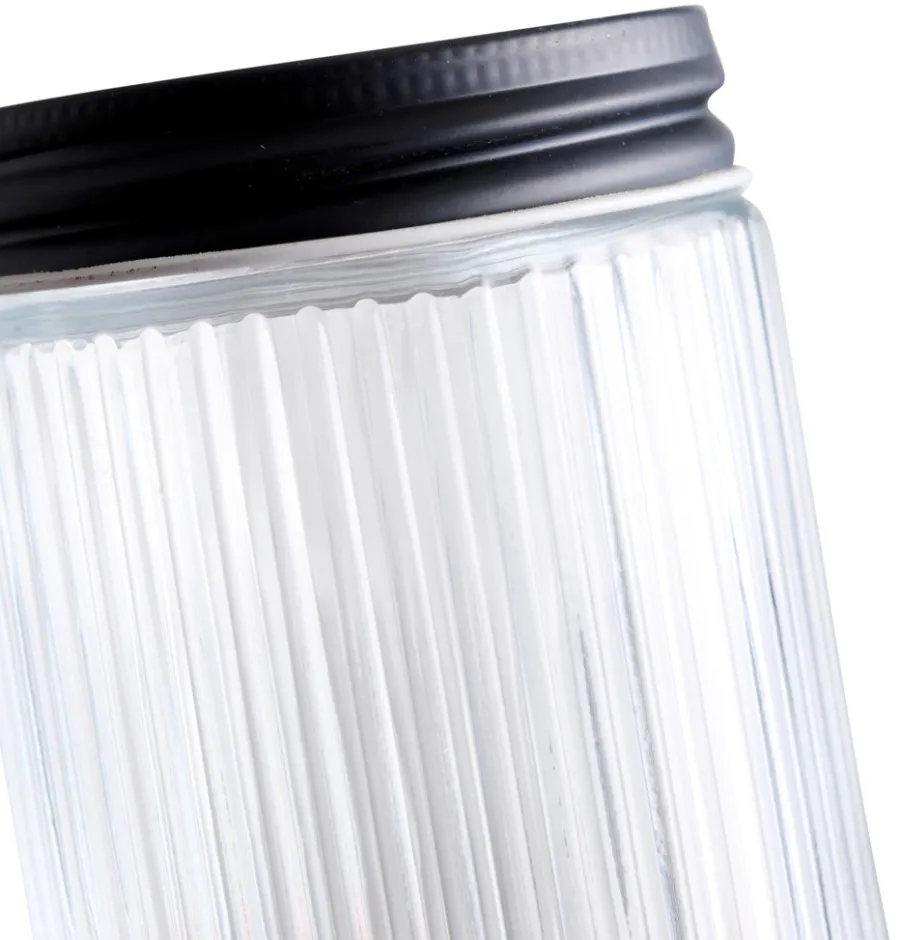 Hot DAY Glasskrukke riflet m/skrulokk 0,25 liter -