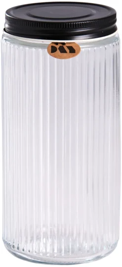 Outlet DAY Glasskrukke riflet m/skrulokk 0,9 liter -