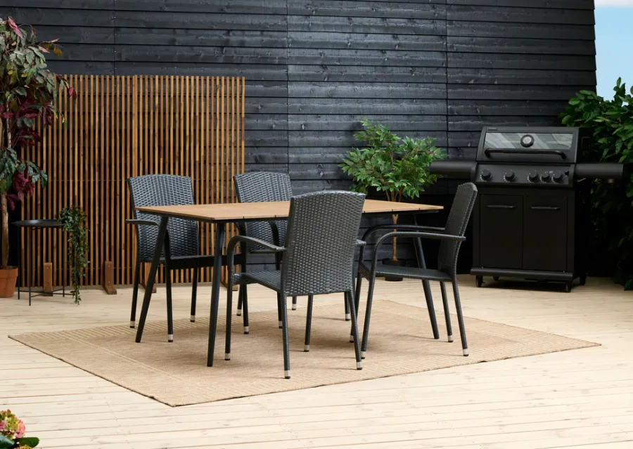 Clearance Sunlife Hagebord Beijing svart/teak 148 x 85 cm - ® Teak/svart