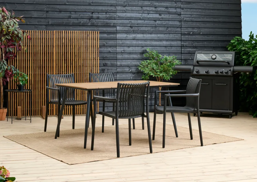 Clearance Sunlife Hagebord Beijing svart/teak 148 x 85 cm - ® Teak/svart