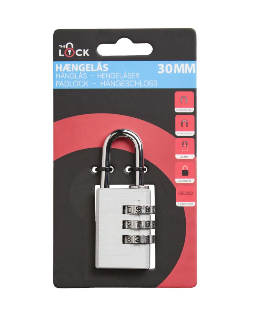 Best The Lock Hengelås m/kode 30 mm aluminium Sølv