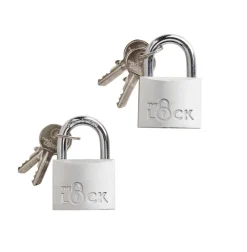 Hot The Lock Hengelås m/to nøkler 40 mm aluminium - 2-pk. Sølv