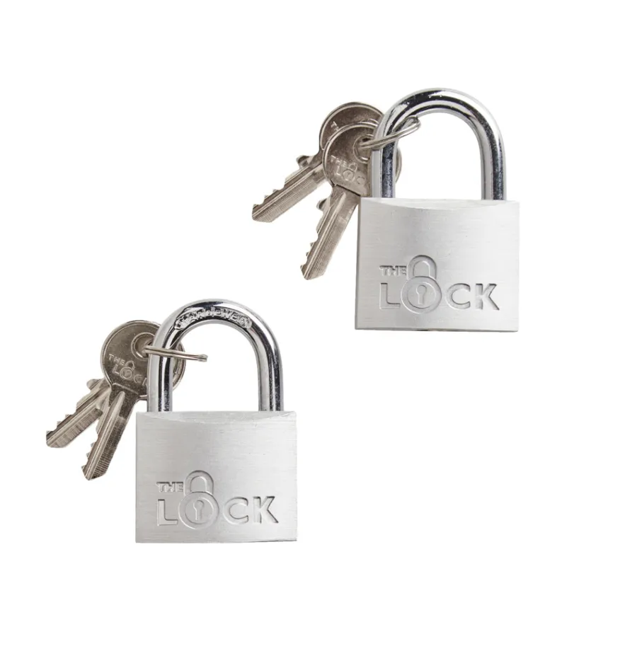 Hot The Lock Hengelås m/to nøkler 40 mm aluminium - 2-pk. Sølv