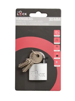 New The Lock Hengelås m/to nøkler 30 mm aluminium Sølv
