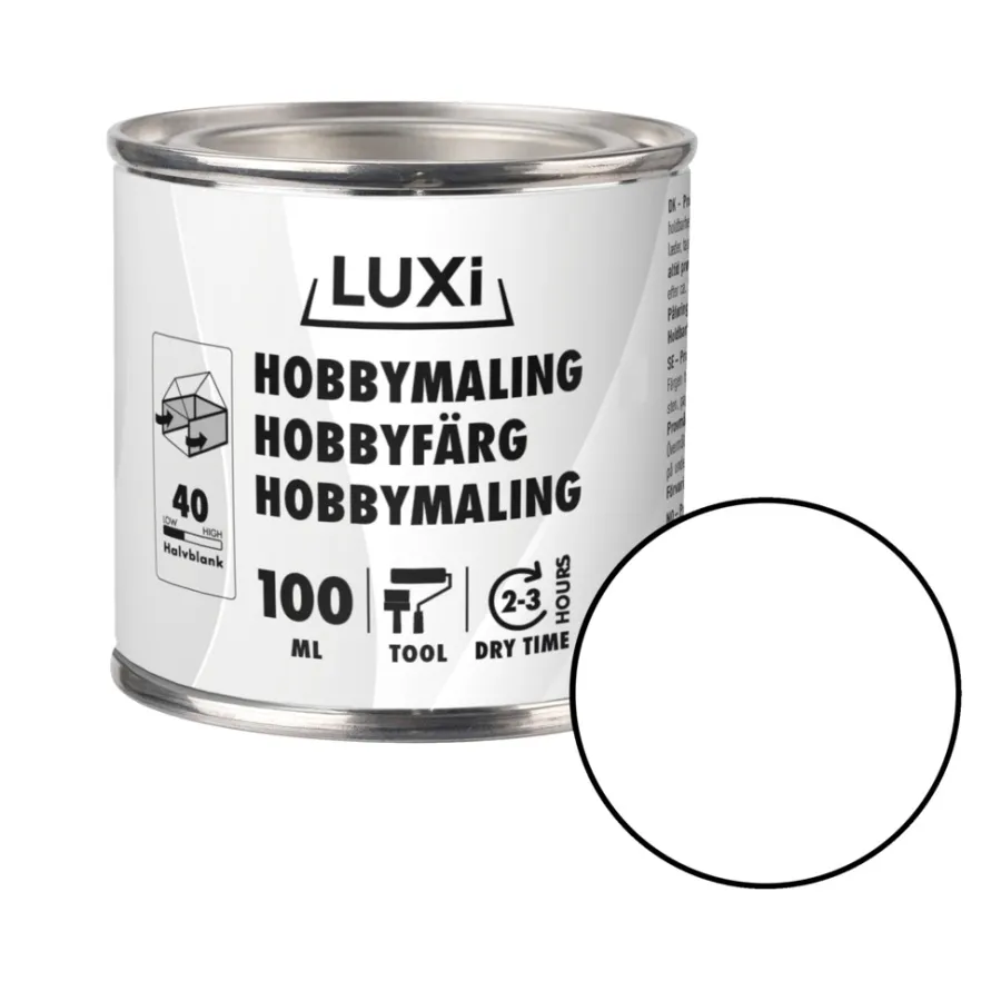 Clearance Luxi Hobbymaling 100 ml - Hvit