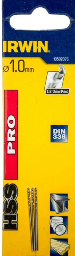 Clearance Irwin HSS Pro bor 1 mm 3 stk.