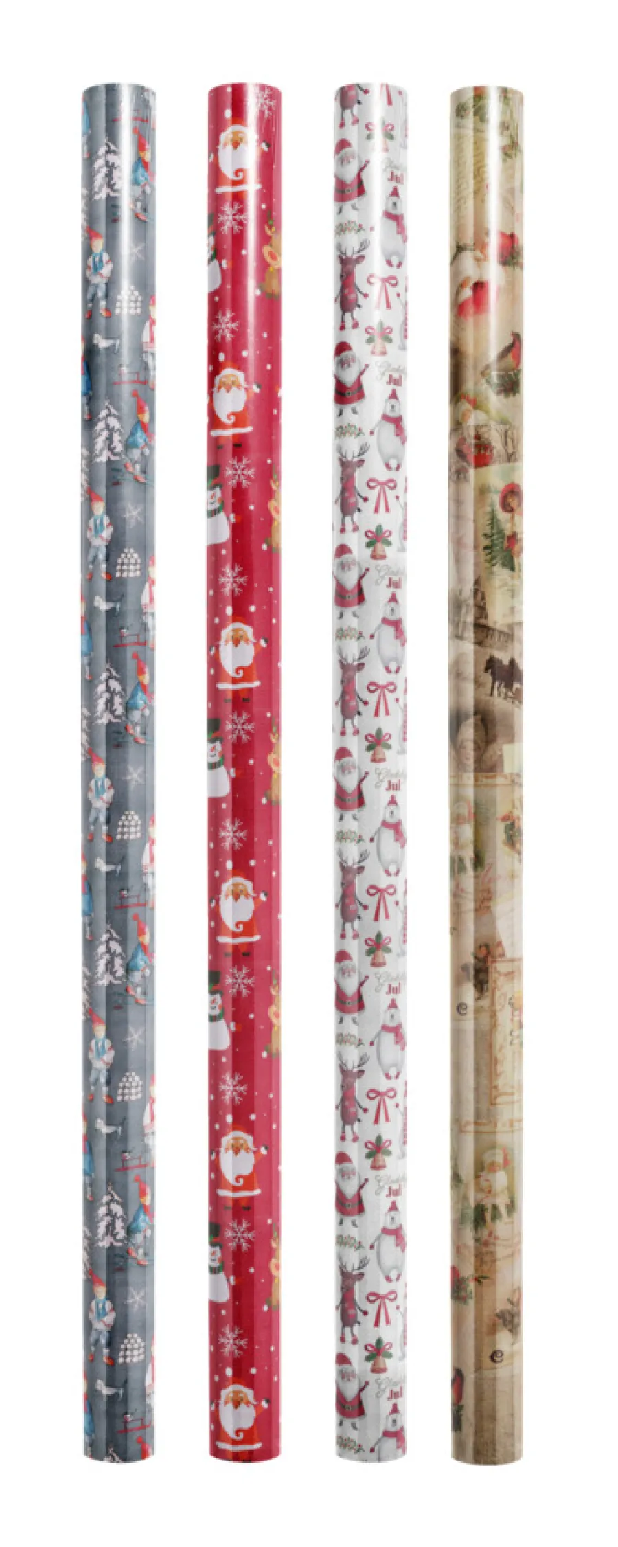 Online Stemning Julegavepapir 70 cm x 20 meter assortert