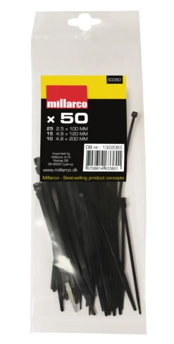 Clearance Kabelstrips i assorterte størrelser - 50 stk.
