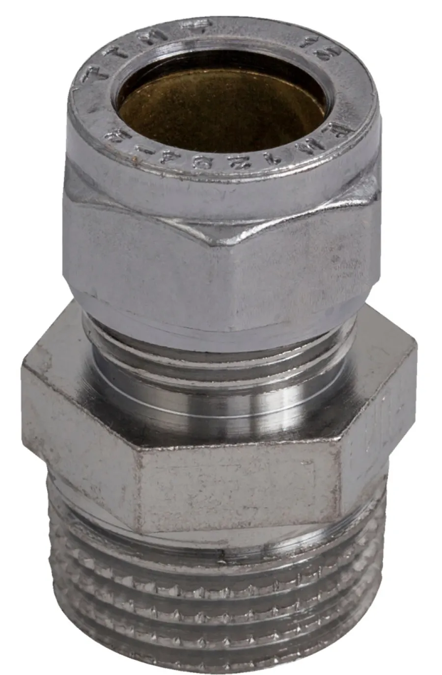 Klemring union rett 12 mm x 1/2" Krom