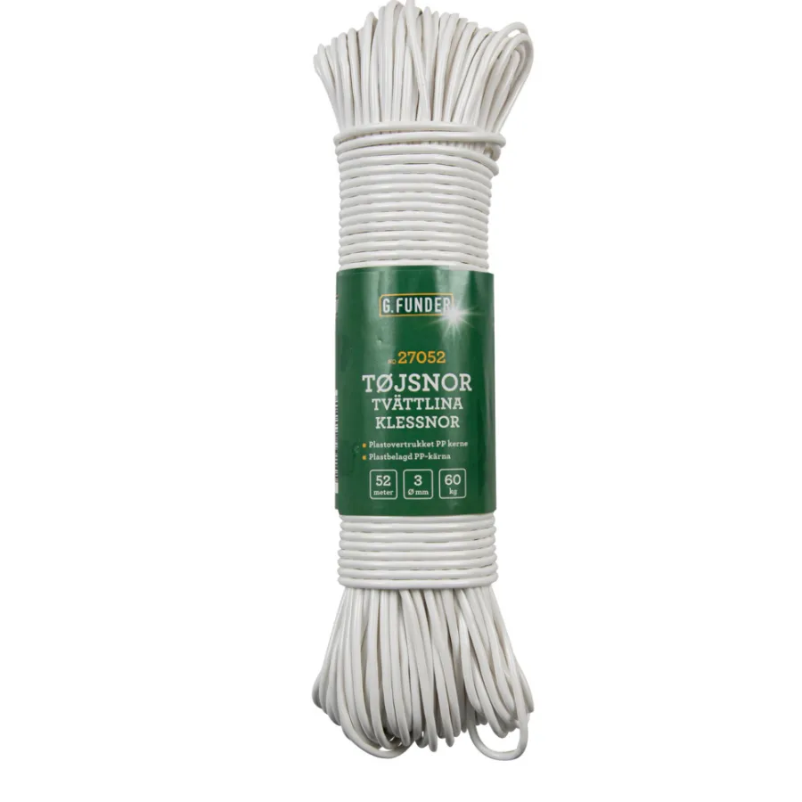 Best G. Funder Klessnor i plast Ø3 mm x 52 meter Hvit