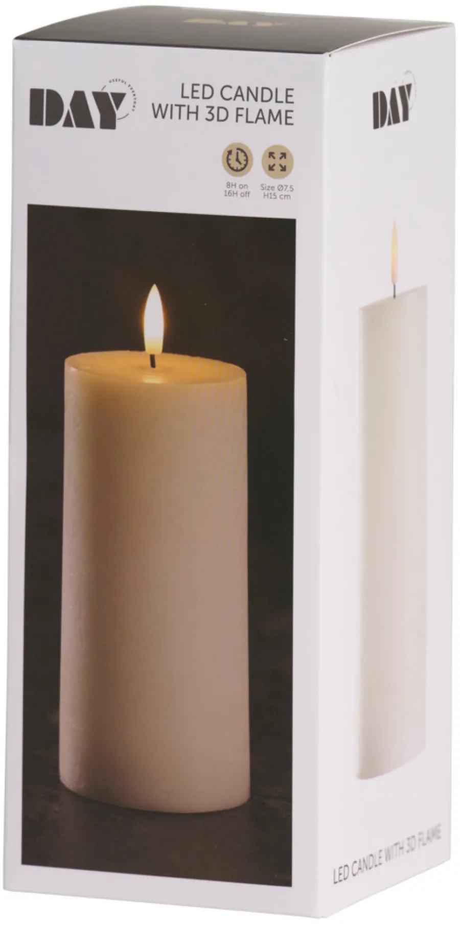Best DAY Kubbelys med 3D LED-flamme H15 cm