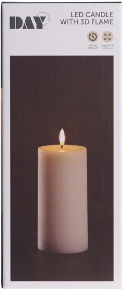 Best DAY Kubbelys med 3D LED-flamme H15 cm