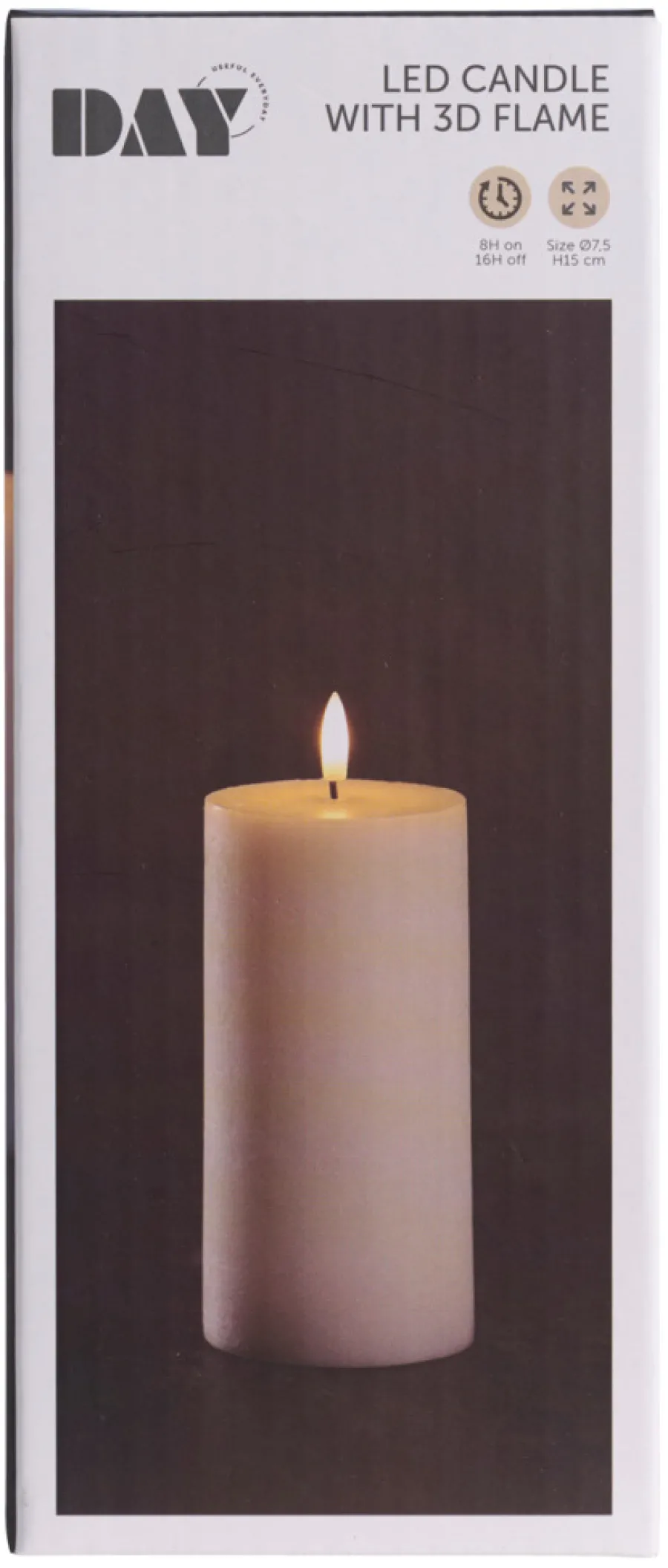Best DAY Kubbelys med 3D LED-flamme H15 cm