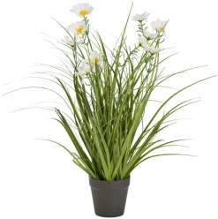 New Kunstgress med margerittblomster 50 cm