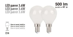 Online LED-kronepærer 3,6 W E14 - 2 pk.