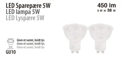 Hot LED-spotpære 5 W GU10 - 2-pk.