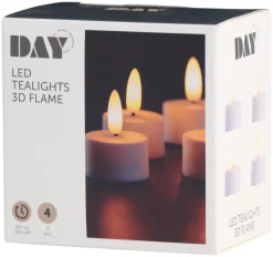 New DAY LED-telys m/3D flamme 4 stk.