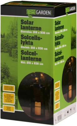 Best Garden Lykt med solcelle 18 x 18 x 36 cm - ® Svart