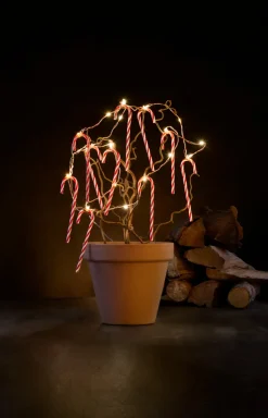 Hot Stemning Lyskjede med julestokker med 20 LED og timer 1,9 meter
