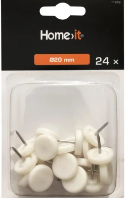 Hot Home it Møbelknotter Ø20 mm hvit plast 24 stk.