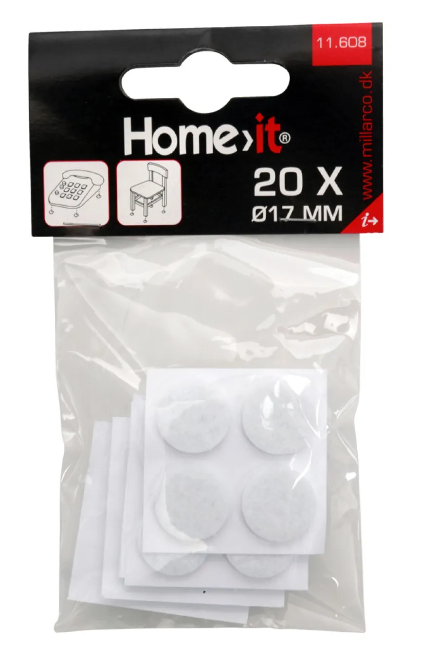 Discount Home it Møbelknotter selvklebende Ø17 mm hvit - 20 stk.