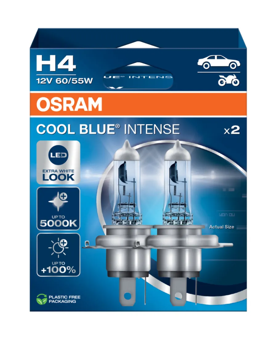 Hot Osram bilpære H4 Cool Blue Intense - 2 stk.