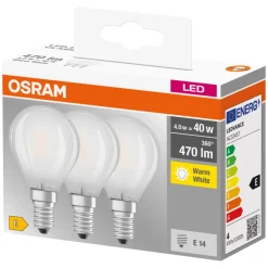 Online Osram LED Base kronepære E14 4W 3-pk