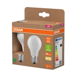 Hot Osram LED matt standardpære E27 3,8 W 2-pk.
