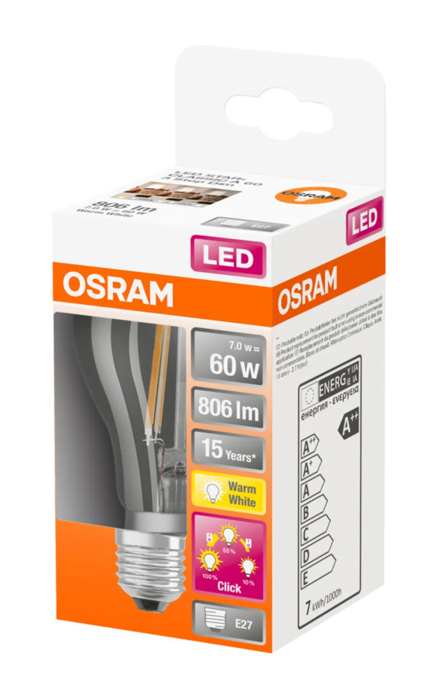 Hot Osram LED Star+ Classic dimbar 7 W (60 W) E27