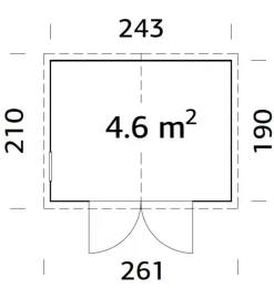 Outlet Palmako redskapsbod Aksel 1 - 4,6 m² 243 x 190 cm