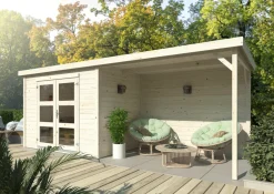 Online Palmako redskapsbod m/pergola Alma 560 x 184 cm