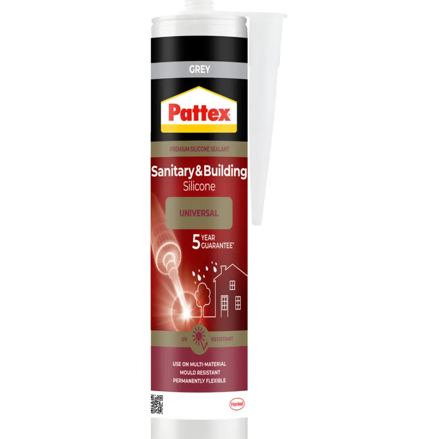 New Pattex sanitær- og byggsilikon grå 280 ml