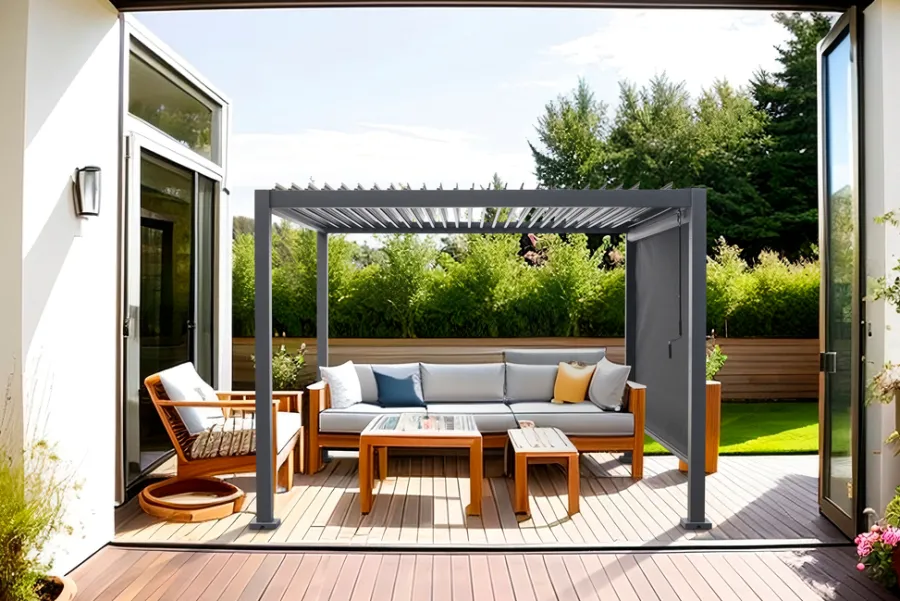 New Pergola 3 x 3 x 2,3 meter mørkegrå Mørkegrå RAL 7022