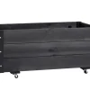 Clearance Plantekasse på hjul svart 94 x 54 x 45 cm