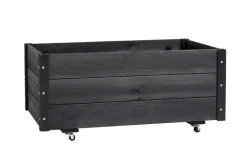 Clearance Plantekasse på hjul svart 94 x 54 x 45 cm