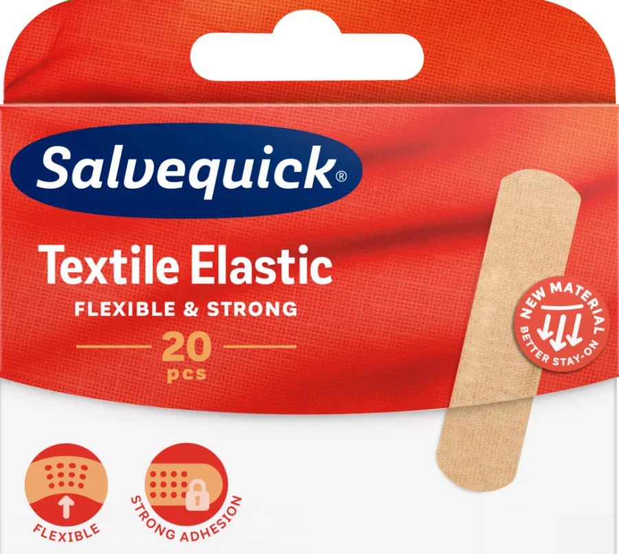 Clearance Salvequick Plaster Textile Elastic – 20 stk.